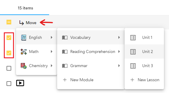 Lesson Move Items
