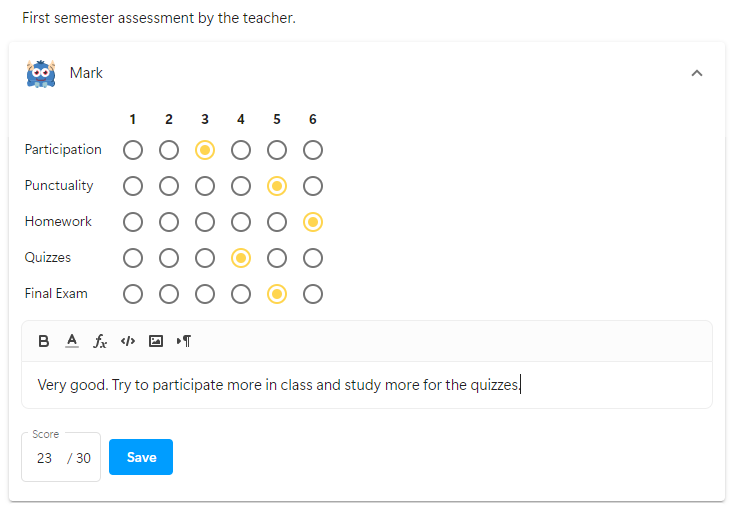 Assessment example