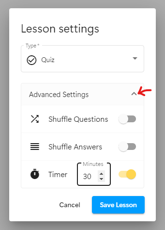 Lesson Settings Advanced