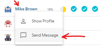 Send message menu